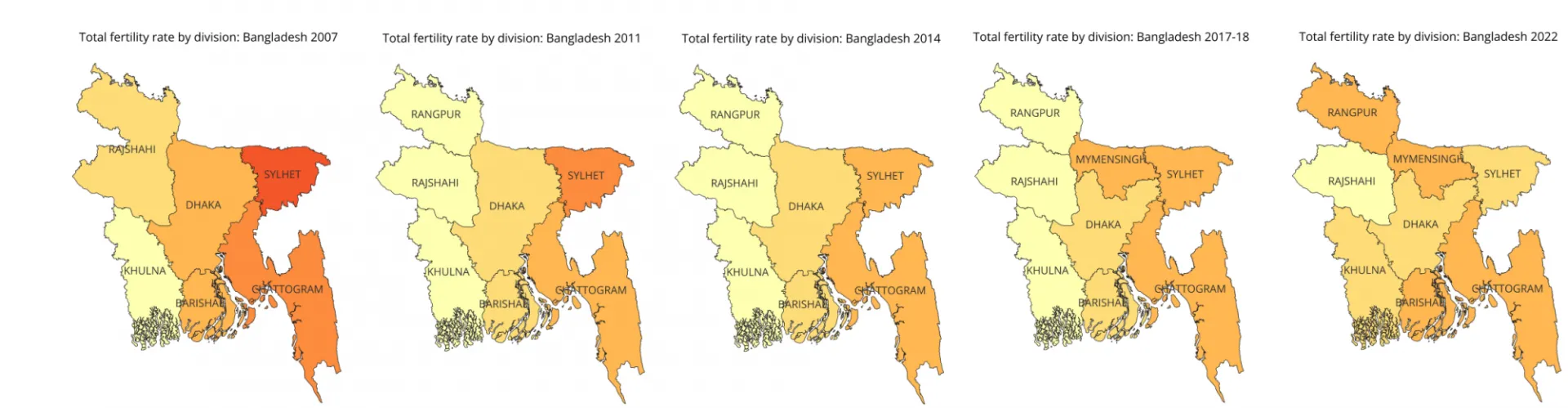 Bangladesh Total Fertility Rate by Division. Image by Jafor Ahmed